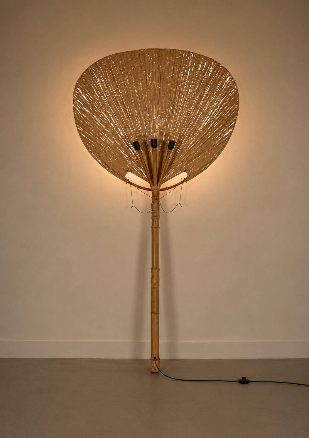 Large Uchiwa Floor lamp by Ingo Maurer for M Design , Germany 1977