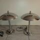Pair of chrome mushroom lamps