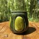 Pretty little antique pot, Majolica Sarreguemines green slipware.