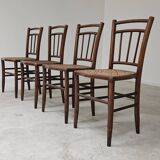 Set of 4 old Thonet style cane bistro chairs from the 1930s