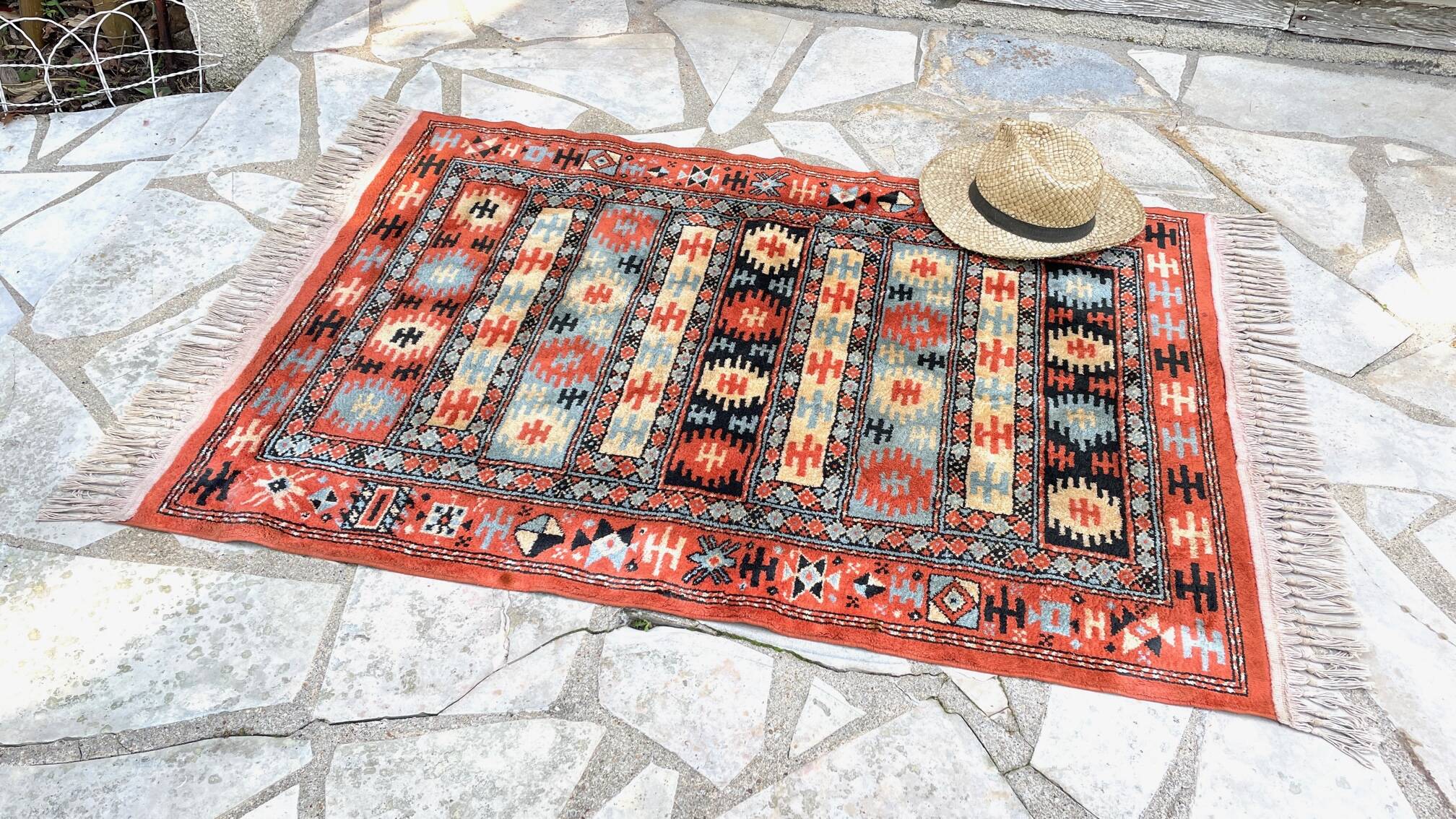 Vintage silk and cotton rug - 142 x 84cm