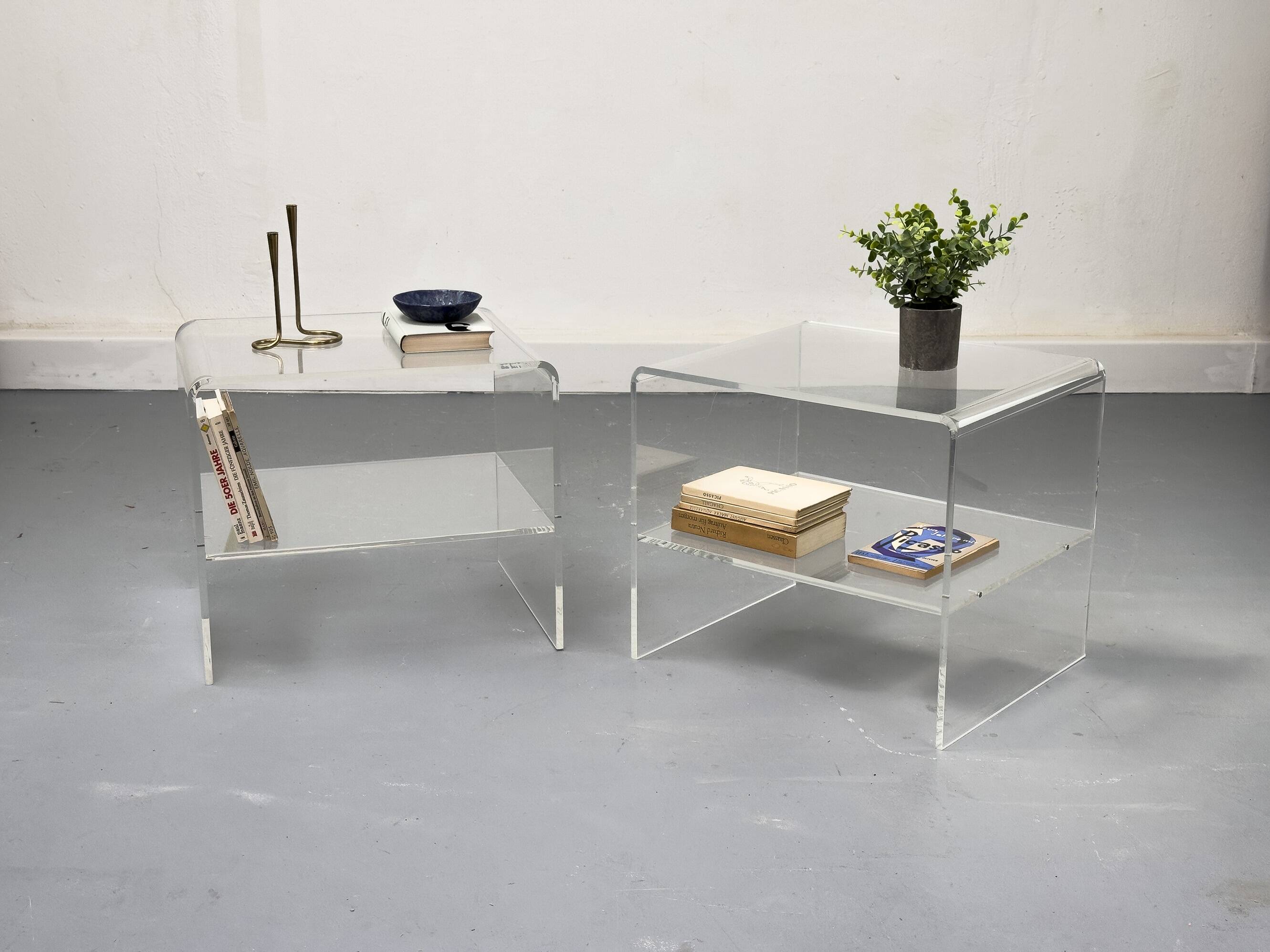 Set of 2 Acrylic Bedside Tables, 1970s