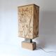 Large vintage lamp from the 70s, 1970 design, wood, metal, fabric.