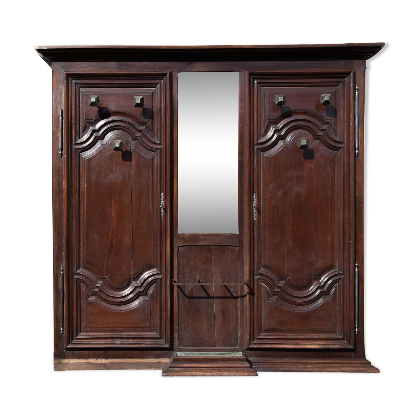 Grand vestiaire porte-manteau en bois 2 portes ancien