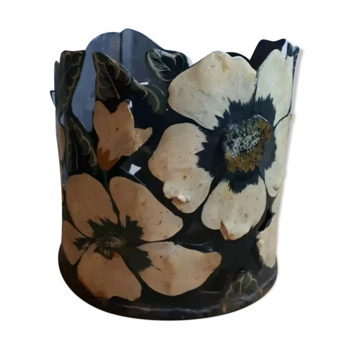 Vintage jar sheet painted flowers