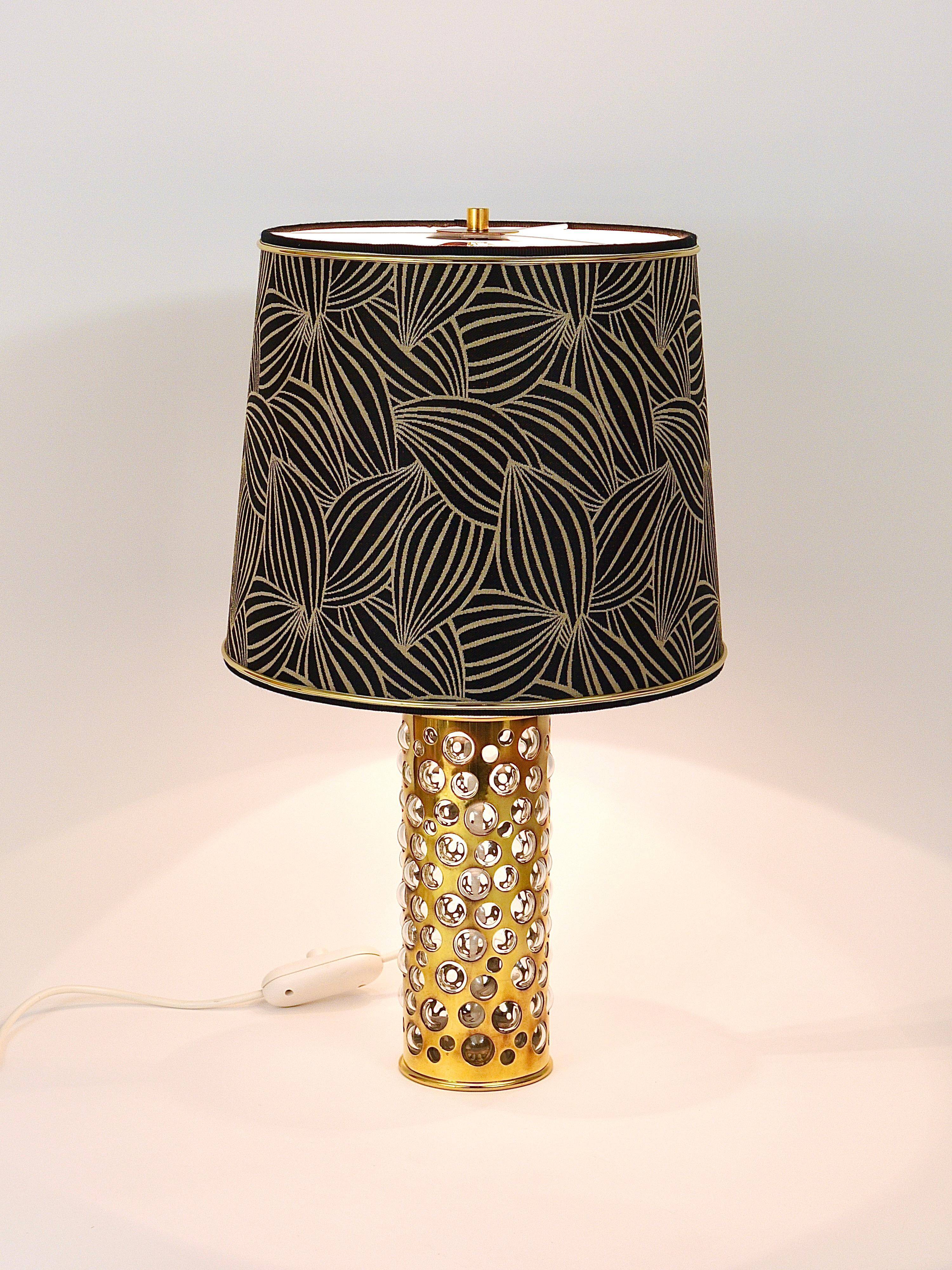 Rupert table lamp by Nikoll mid-century in brass tube and bubble glass, Austria, 1950s.