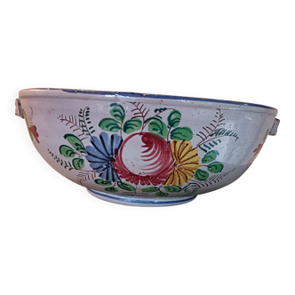 Large antique salad bowl with hand-painted decoration