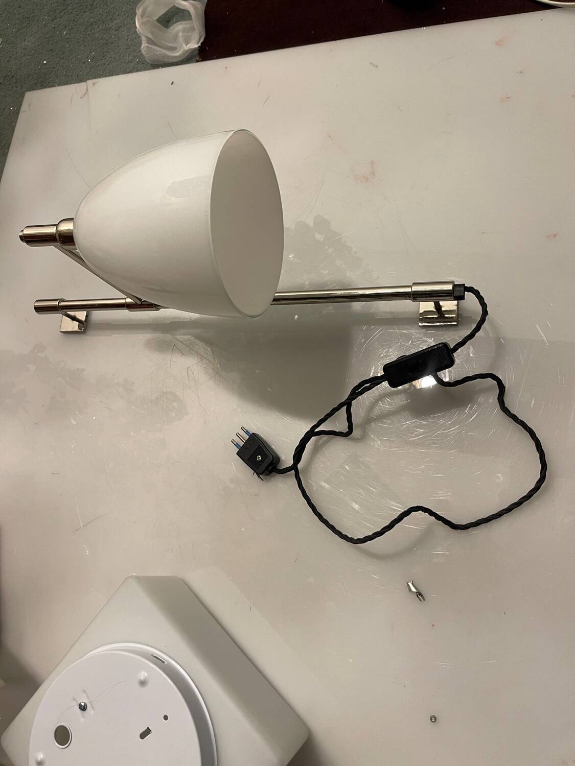 Large Opaline Glass Chrome Sconces Set of 2