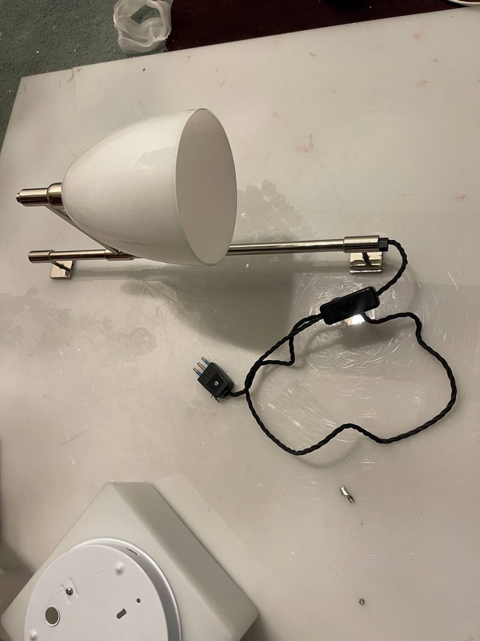 Large Opaline Glass Chrome Sconces Set of 2