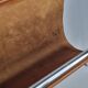 Vintage leather and chrome metal magazine rack, modernist design, 70s