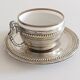 Victorian Alpaca Silver Tea or Coffee Pair of Cups and Plates, England 19th C.