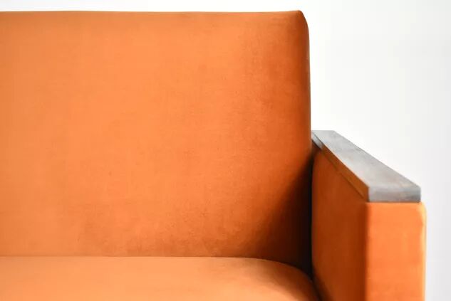 Foldable sofa, reddish velvet, restored, 1960s