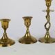 Trio of brass candle holders, vintage