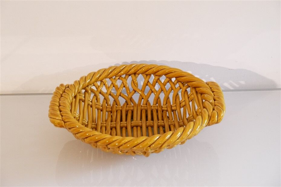 Brawoven ceramic basket from Vallauris