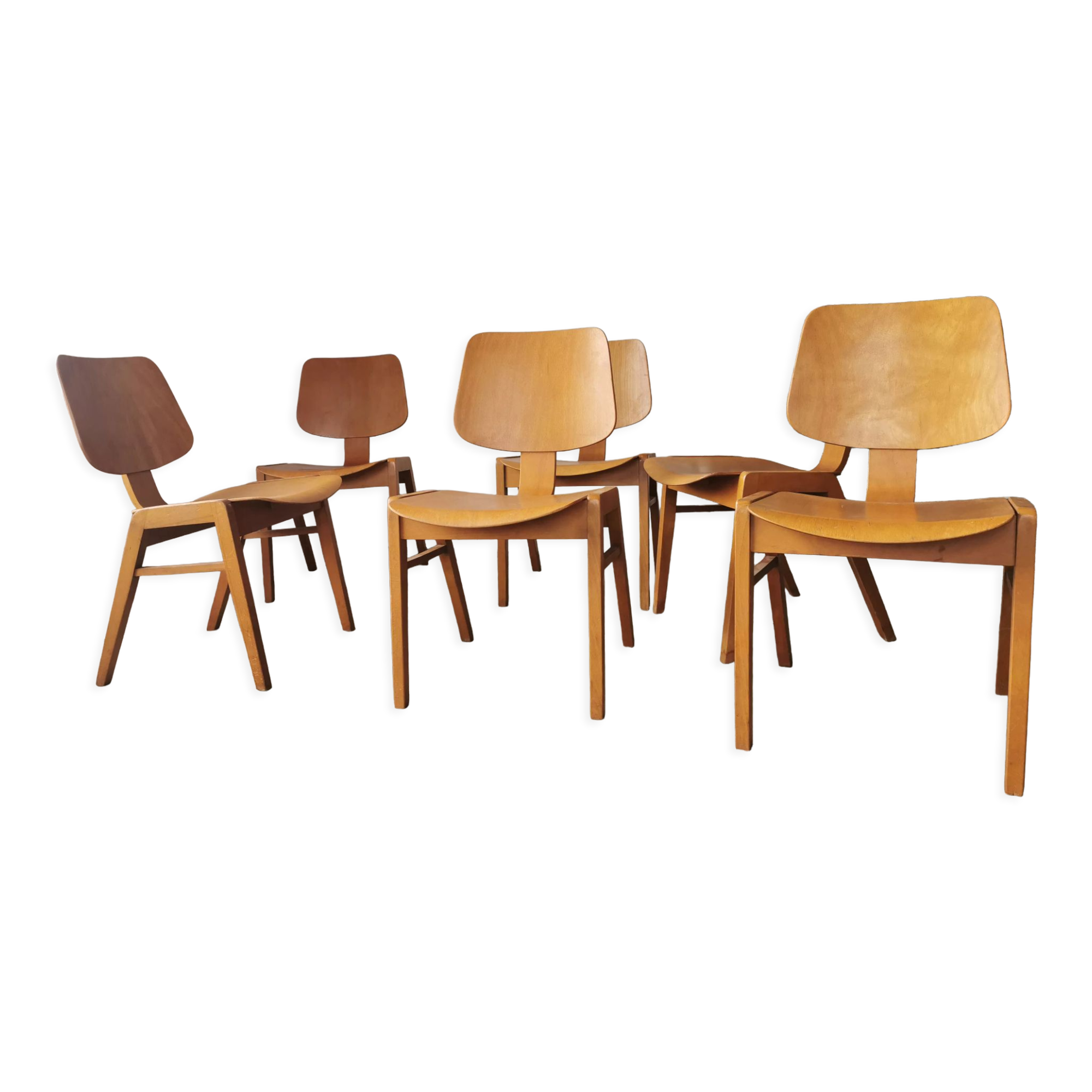 Set of 6 stackable Scandinavian chairs