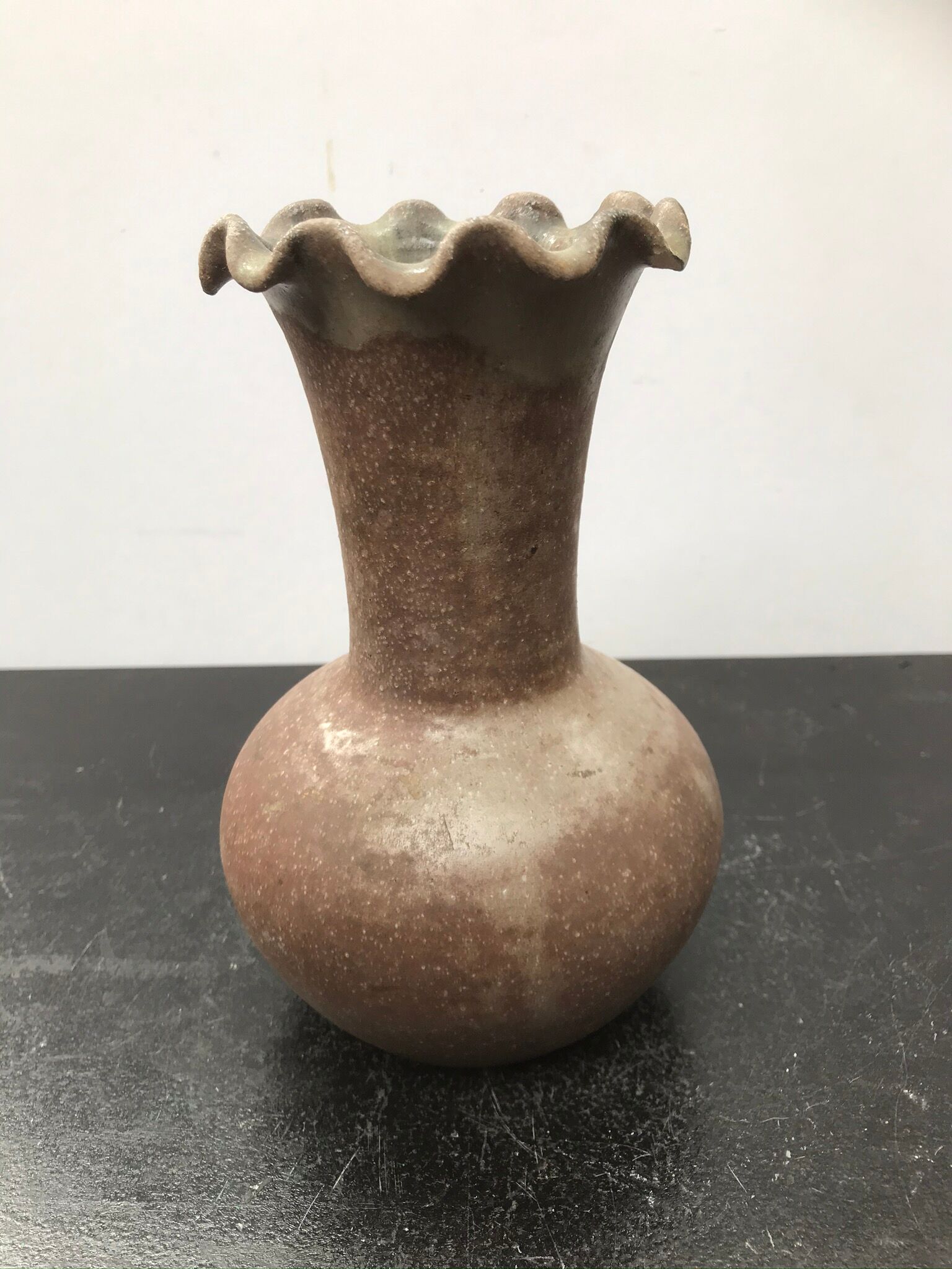 Former vase ball Accolay ceramics brown col corolle vintage