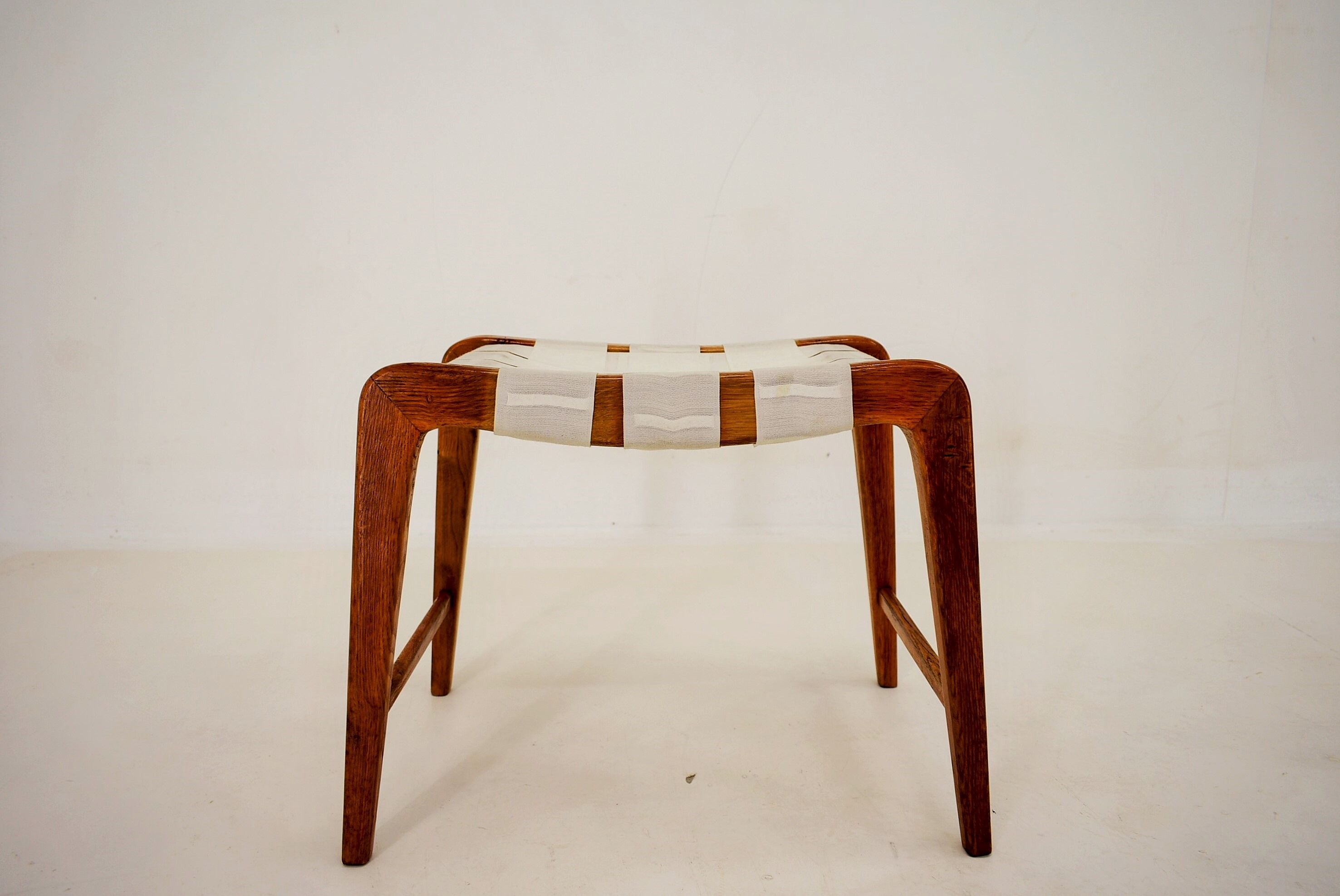 1940s, Jan Vanek Sculptural Oak Stool or Ottoman, Czechoslovakia