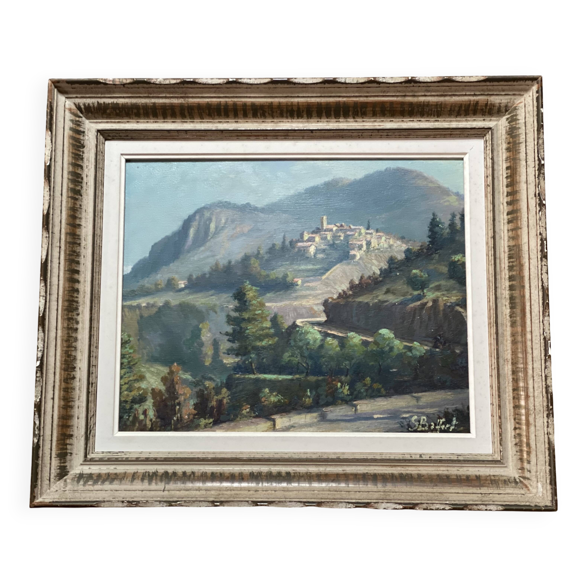 Painting by georges baffert, village of aspremont (near nice) provence