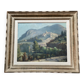 Painting by georges baffert, village of aspremont (near nice) provence