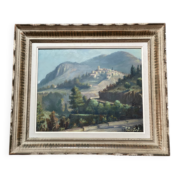 Painting by georges baffert, village of aspremont (near nice) provence