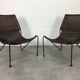 Pair of rattan and steel wire armchairs by frederick weinberg