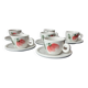 Cups and saucers Sarreguemines. Glazed stoneware. Hand-painted decoration.
