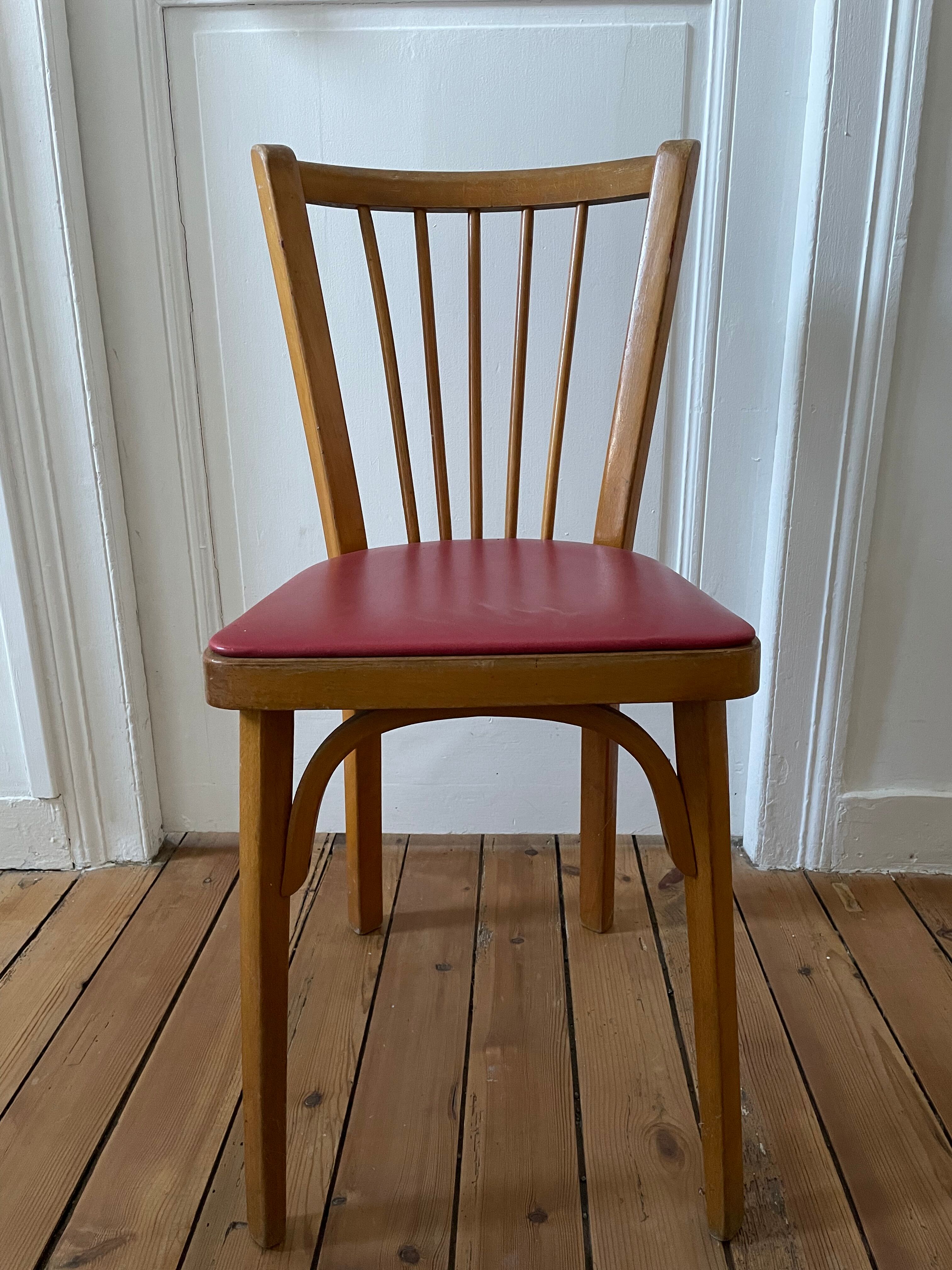 6 chaises de bistrot Baumann en bois et skaï