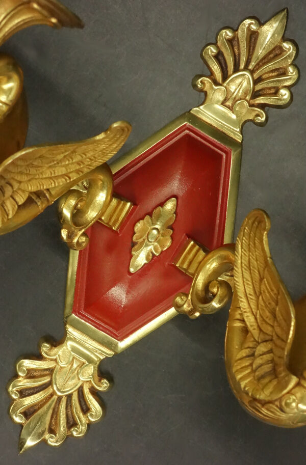 Pair of Empire style swan sconces Petitot