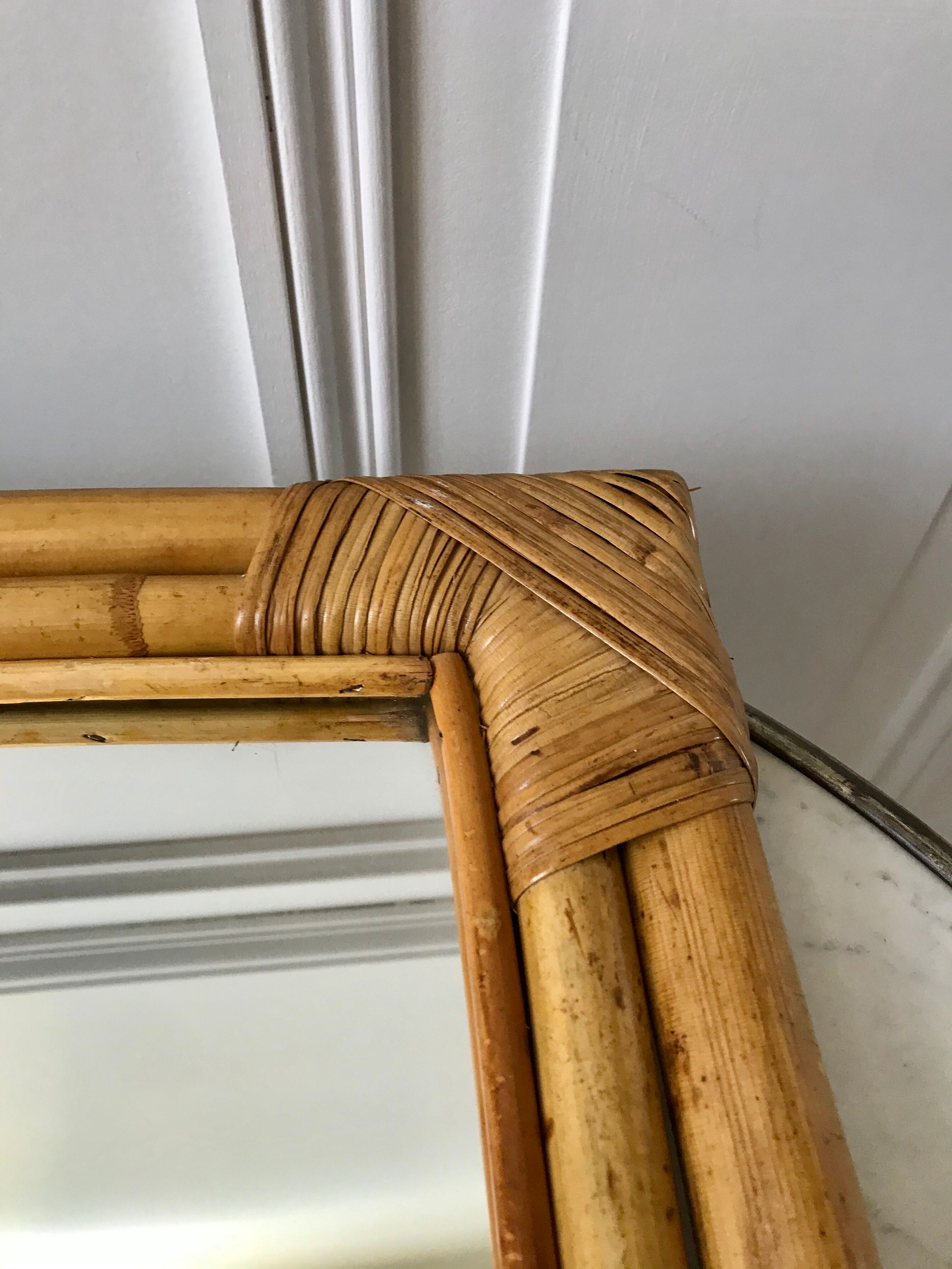 Rattan bamboo mirror 60s-70s