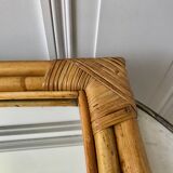 Miroir bambou en rotin années 60-70