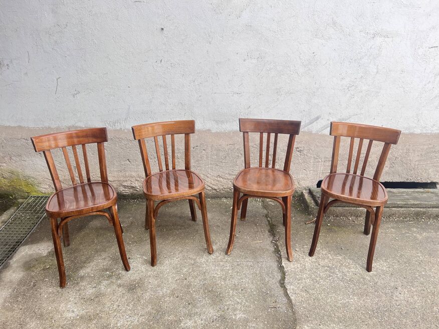 Lot 4 chaises baumann - troquet bistrot brasserie bohème vintage 1950  ancien | Selency