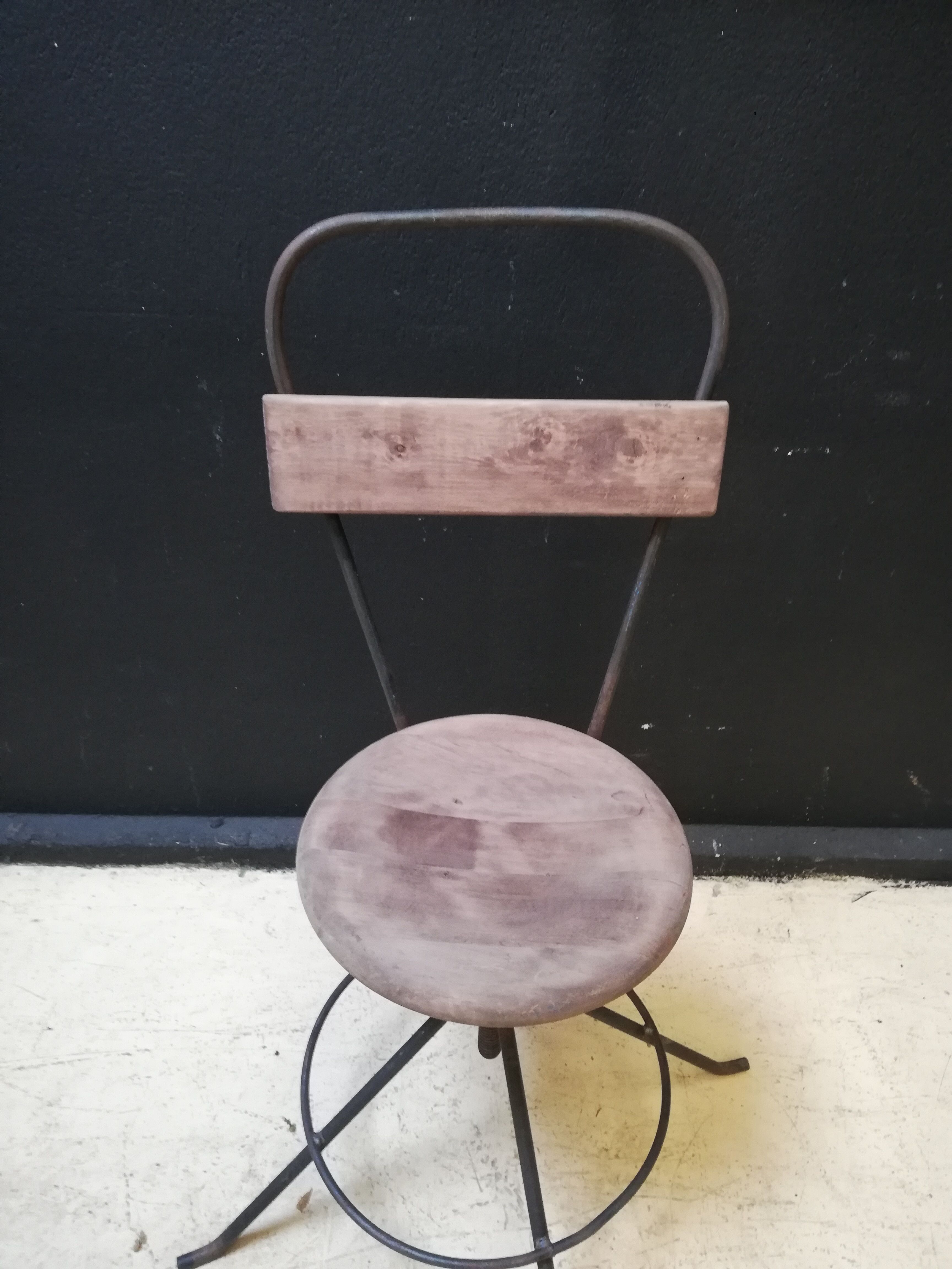 Industrial swivel chair wood and metal