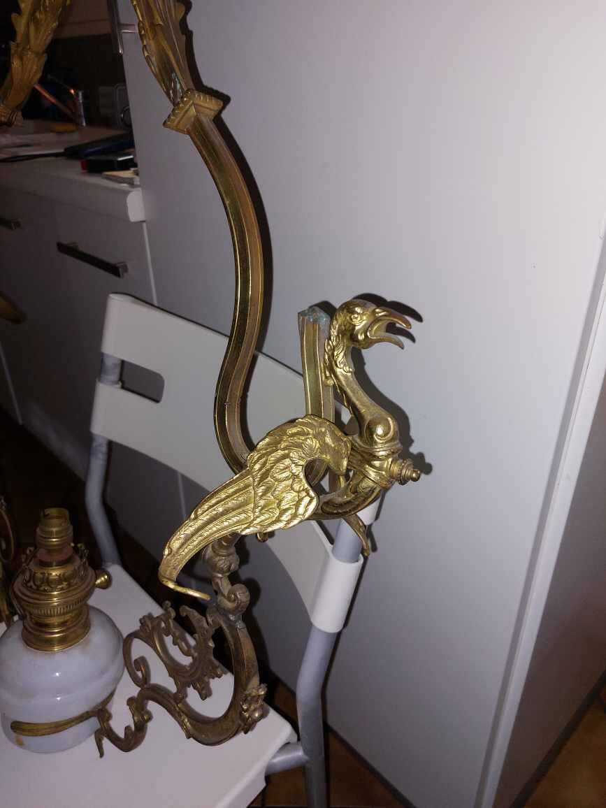 Bronze and Opaline Suspension Lyre - Napoléon III Style