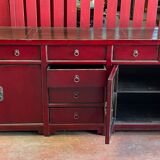China bahut red lacquered buffet of unusual width 2m60 traditional manufacture