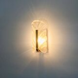 Paire d'appliques murales scandinaves en verre et laiton en forme de feuille, conçues par Carl Fagerlund pour Orrefors, Suède, années 1960