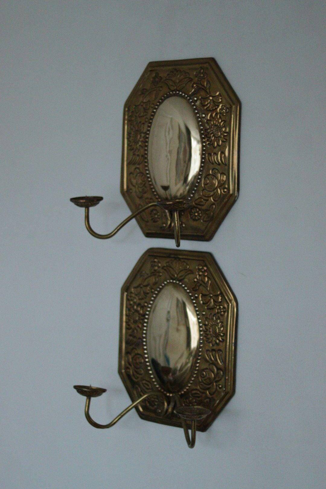 Paire de appliques octogonales à double bras en laiton suédois du milieu du siècle NA100676