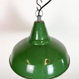 Industrial British Green Enamel Factory Pendant Lamp, 1960s
