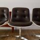 Set of 4 Executive Strafor shell chairs in leather, plastic and chrome 1970s
