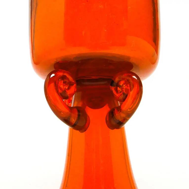 Modernism vase, orange glass, designed by J. Słuczan-Orkusz, Poland, 1970s