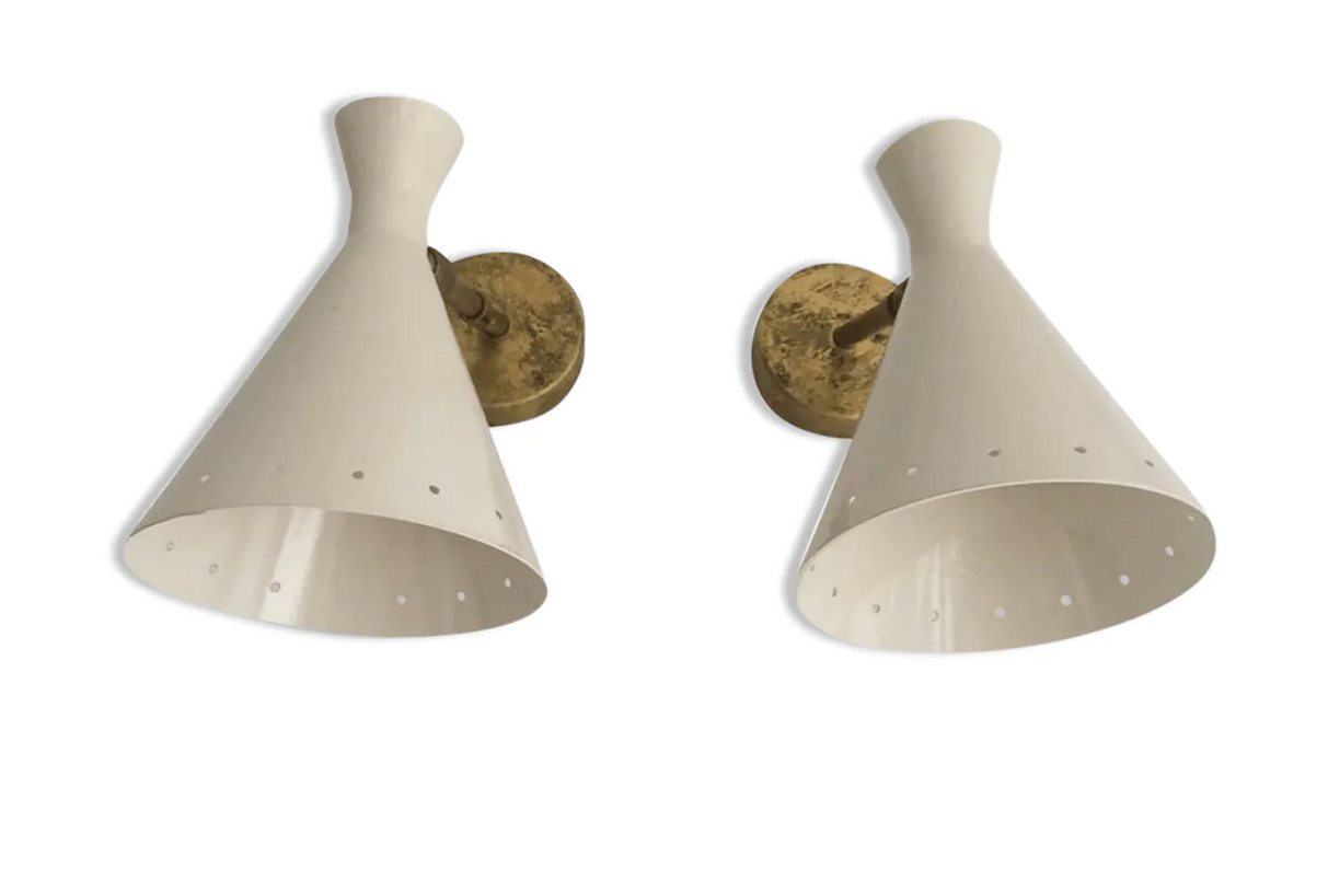 Pair wall lamps white casserole