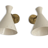 Pair wall lamps white casserole