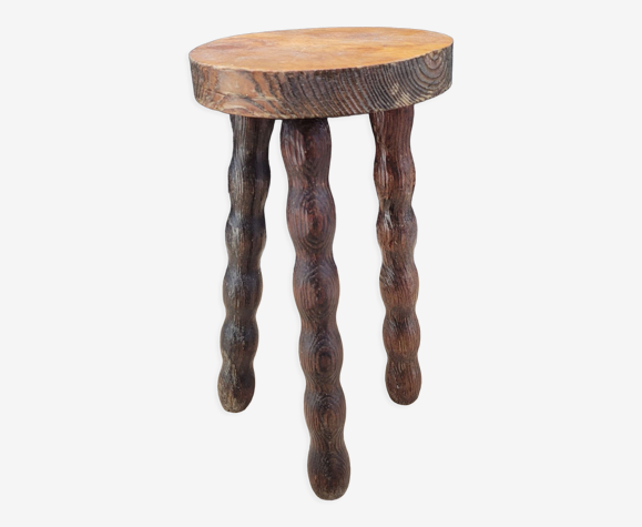 Tabouret tripode bois tourné