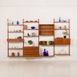 Poul Cadovius 4 bay teak wall unit for Cado, Denmark 1960s