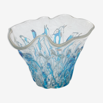 Blue and transparent vase - Costantini - 80s - Murano