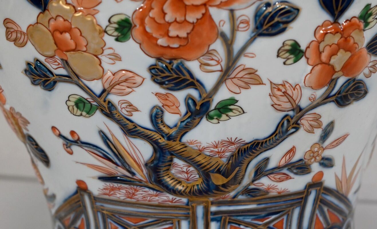 Vase with Imari decoration, signed H. Gibot - 1943