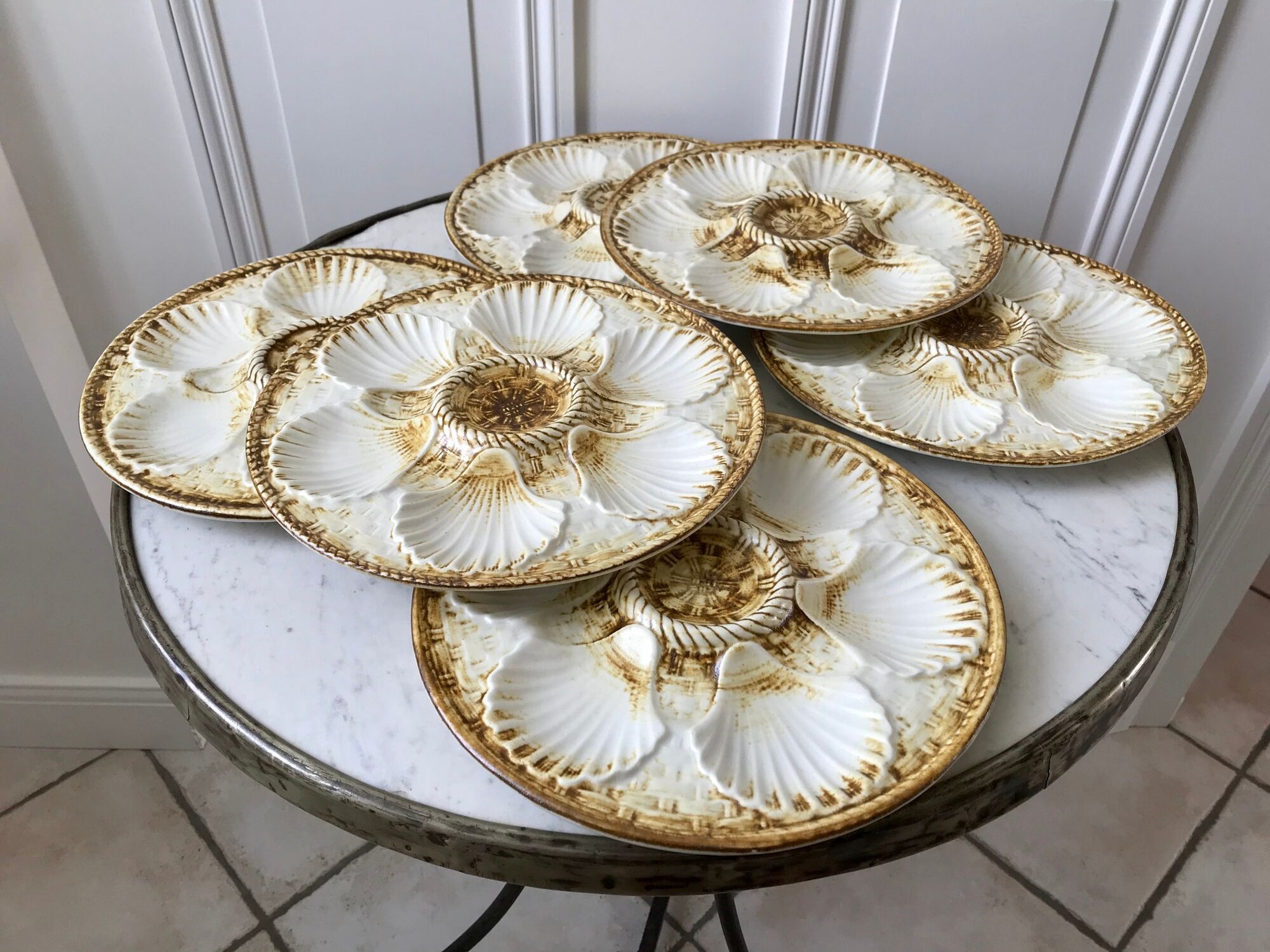 Set of 6 Oyster Plates Longchamp years 50-60