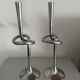 Pair of large kare design cast aluminum candlesticks