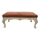 Bench in cream lacquered wood in rococo style, mid-twentieth century