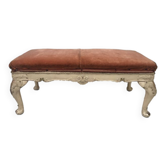 Bench in cream lacquered wood in rococo style, mid-twentieth century