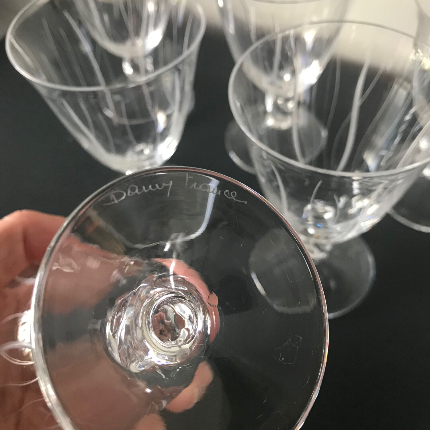 6 daum wine glasses